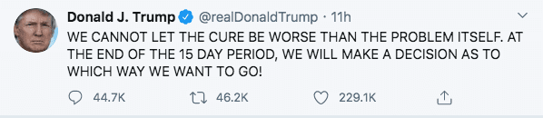 Coronavirus 101 Trump Tweet