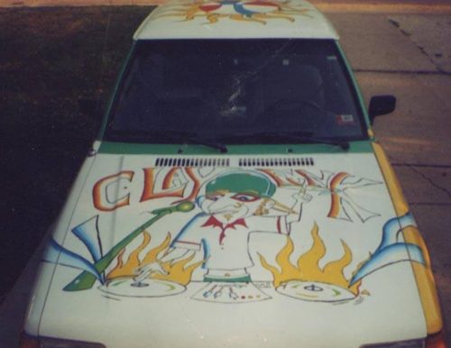 64-8.5-x-11-Handpainted-1989-Ford-Escort-1999-Clay-Clark-Hand-Painted-Ford-Escort-1989